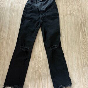 Pinkblush Black Freyed Straight Leg Maternity Jeans - Size 4